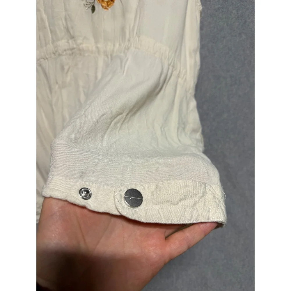 Ashley by 26 International Cream Floral Embroidered Utility Vest‎ XL Downtown